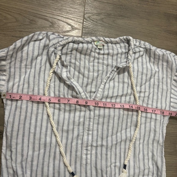 J. Crew Beach Coverup Linen Blend Gray White Striped Women Sz XS Preppy Nautical - Picture 7 of 11